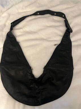 Black Leather Sash bag- crossbody